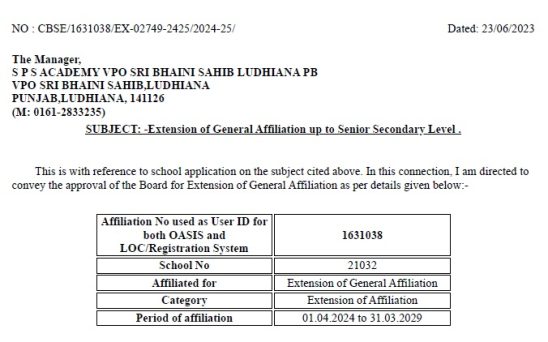 CBSE AFFILIATION